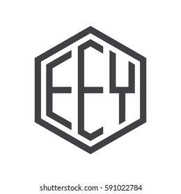 initial three letter logo hexagon black