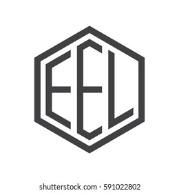 initial three letter logo hexagon black