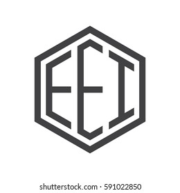 initial three letter logo hexagon black