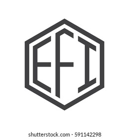 initial three letter logo hexagon black