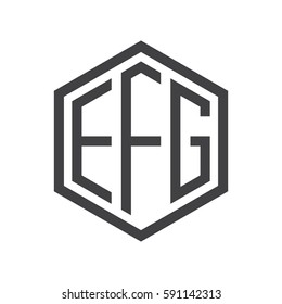 initial three letter logo hexagon black
