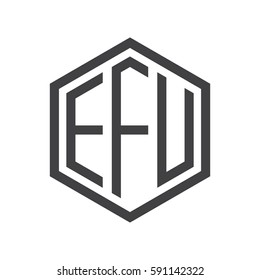 initial three letter logo hexagon black