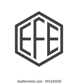 initial three letter logo hexagon black