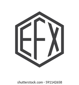 initial three letter logo hexagon black