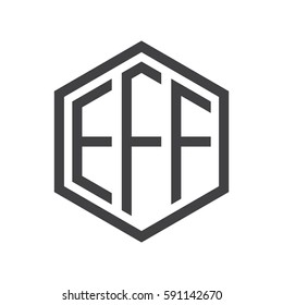 initial three letter logo hexagon black
