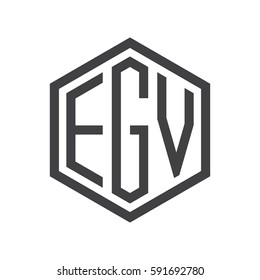 initial three letter logo hexagon black