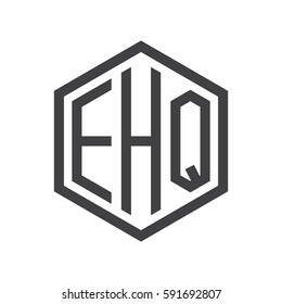 initial three letter logo hexagon black