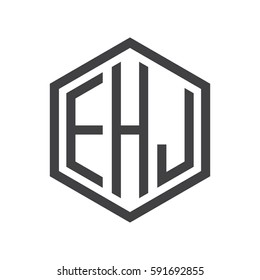 initial three letter logo hexagon black