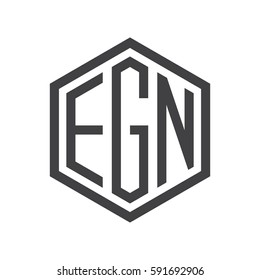 initial three letter logo hexagon black