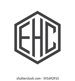 initial three letter logo hexagon black
