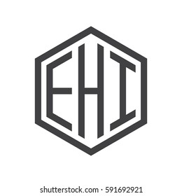 initial three letter logo hexagon black