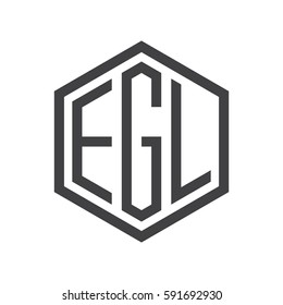 initial three letter logo hexagon black