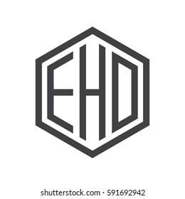 initial three letter logo hexagon black