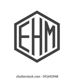 initial three letter logo hexagon black