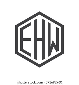 initial three letter logo hexagon black
