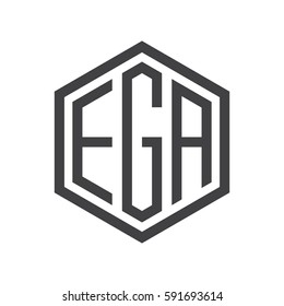initial three letter logo hexagon black