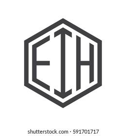initial three letter logo hexagon black
