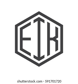 initial three letter logo hexagon black
