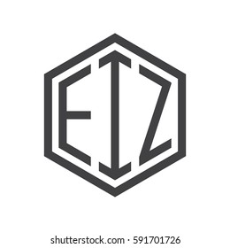 initial three letter logo hexagon black