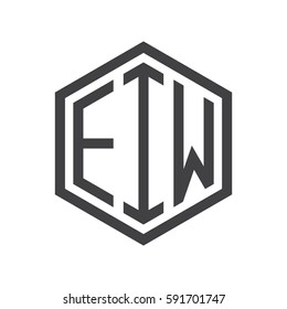 initial three letter logo hexagon black