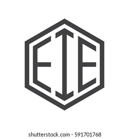 initial three letter logo hexagon black