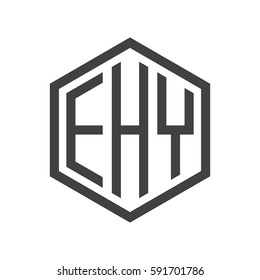 initial three letter logo hexagon black