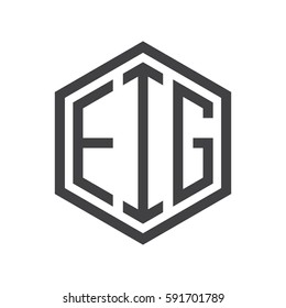 initial three letter logo hexagon black