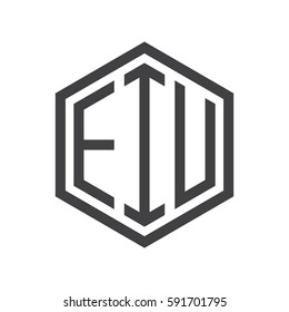 initial three letter logo hexagon black