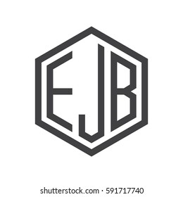 initial three letter logo hexagon black