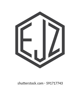 initial three letter logo hexagon black