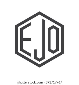initial three letter logo hexagon black