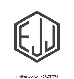 initial three letter logo hexagon black