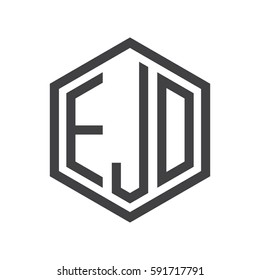 initial three letter logo hexagon black