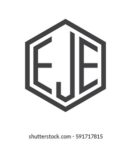 initial three letter logo hexagon black