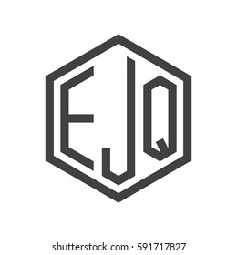 initial three letter logo hexagon black