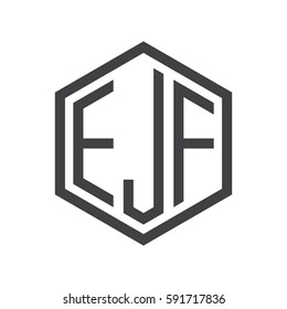 initial three letter logo hexagon black