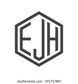 initial three letter logo hexagon black