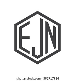 initial three letter logo hexagon black