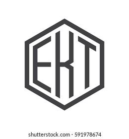 initial three letter logo hexagon black