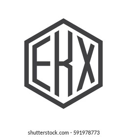 initial three letter logo hexagon black