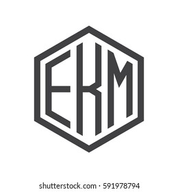 initial three letter logo hexagon black