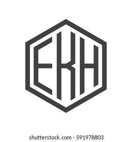 initial three letter logo hexagon black
