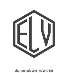 initial three letter logo hexagon black
