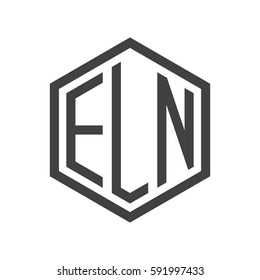 initial three letter logo hexagon black