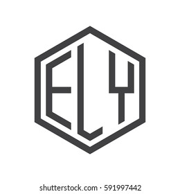initial three letter logo hexagon black