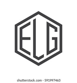 initial three letter logo hexagon black