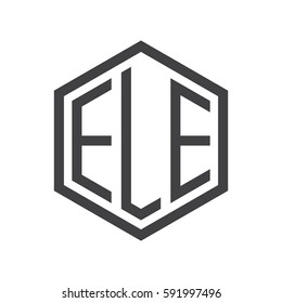 initial three letter logo hexagon black