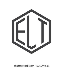 initial three letter logo hexagon black