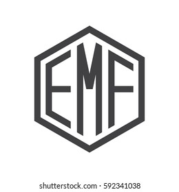 initial three letter logo hexagon black