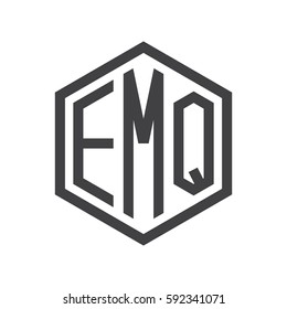 initial three letter logo hexagon black